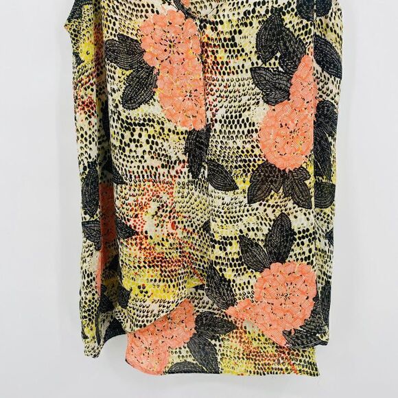 Ann Taylor Size Small Yellow Pink Floral Layered Sleeveless Tank Top Blouse - Picture 3 of 9